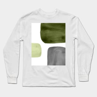 Green and gray organic shapes Long Sleeve T-Shirt